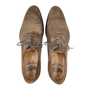 Calzoleria Toscana Gray Brown Suede Leather Brogue Cup Toe Oxfords Derby Shoes